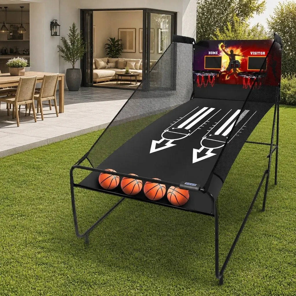 Electronic Basketball Arcade Shooting Game Black Foldable 8 Game Modes Automatic Scoring