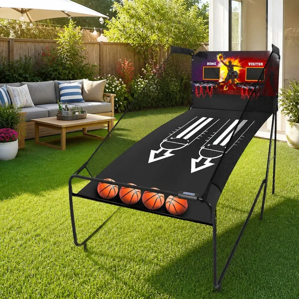 Electronic Basketball Arcade Shooting Game Black Foldable 8 Game Modes Automatic Scoring