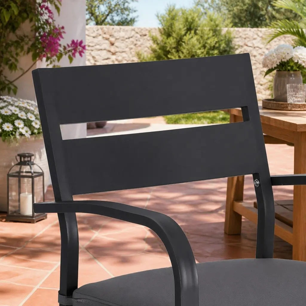 Outdoor Dining Set Dark Grey 5 Piece High Table Chairs with Cushions