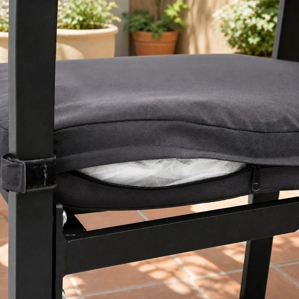 Outdoor Dining Set Dark Grey 5 Piece High Table Chairs with Cushions