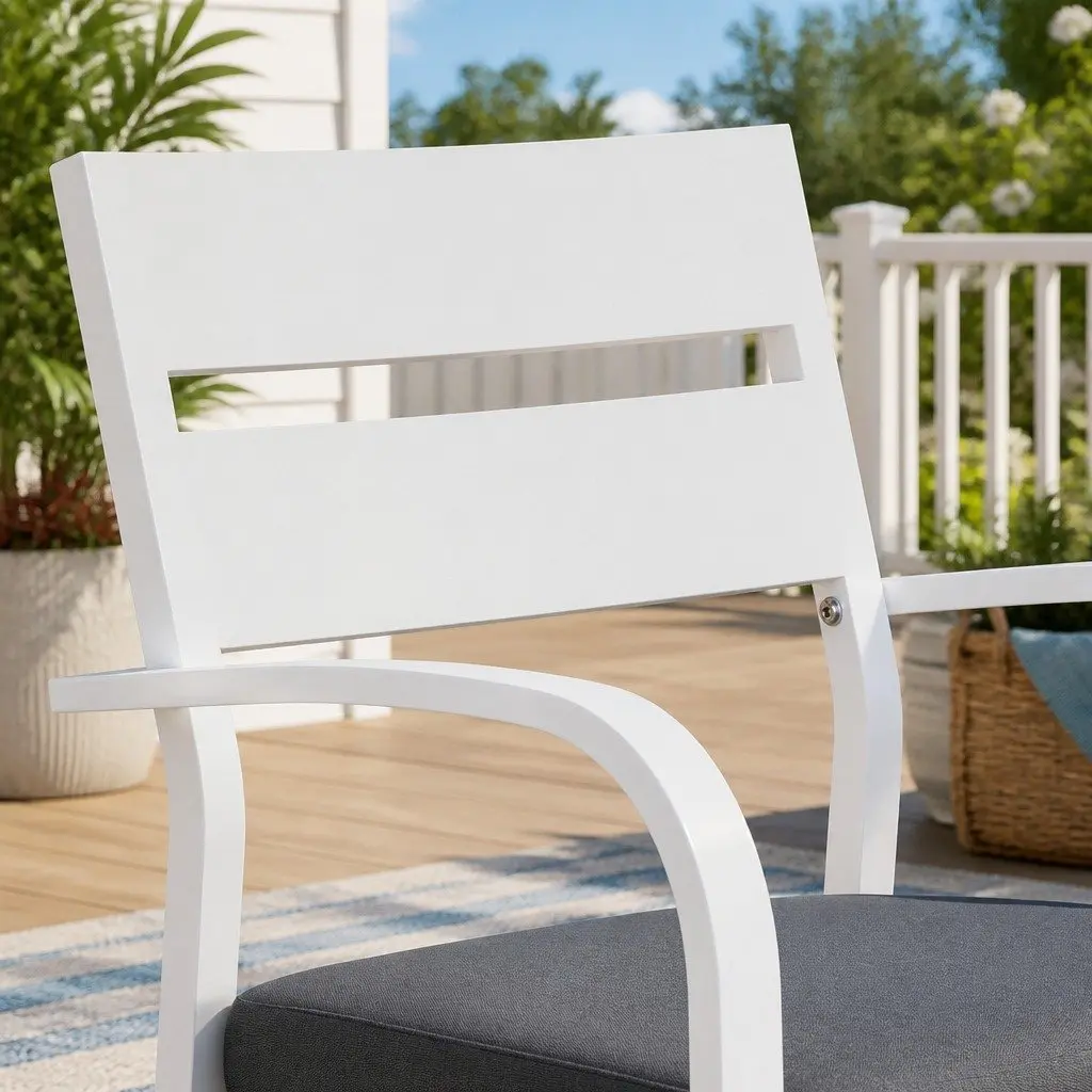 Outdoor Bar Set 3-Piece Dining Chairs Table Patio Bistro Stools White