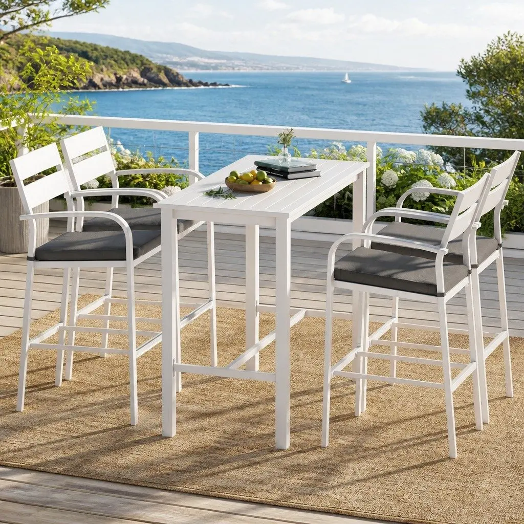 5-Piece Bar Stool Set for Outdoor Use