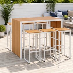 Compact 7-Piece Outdoor Bar Set for Six