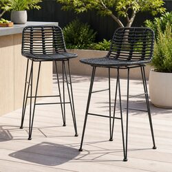 Black Outdoor Bar Stool Set of 2, Stylish and Comfortable