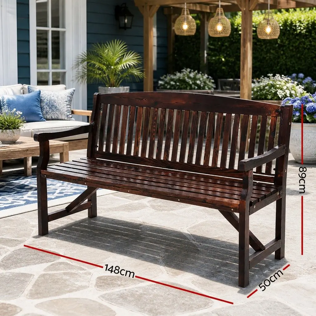 Outdoor Garden Bench Charcoal Brown 5FT 3 Seater Rot and Weather Resistant
