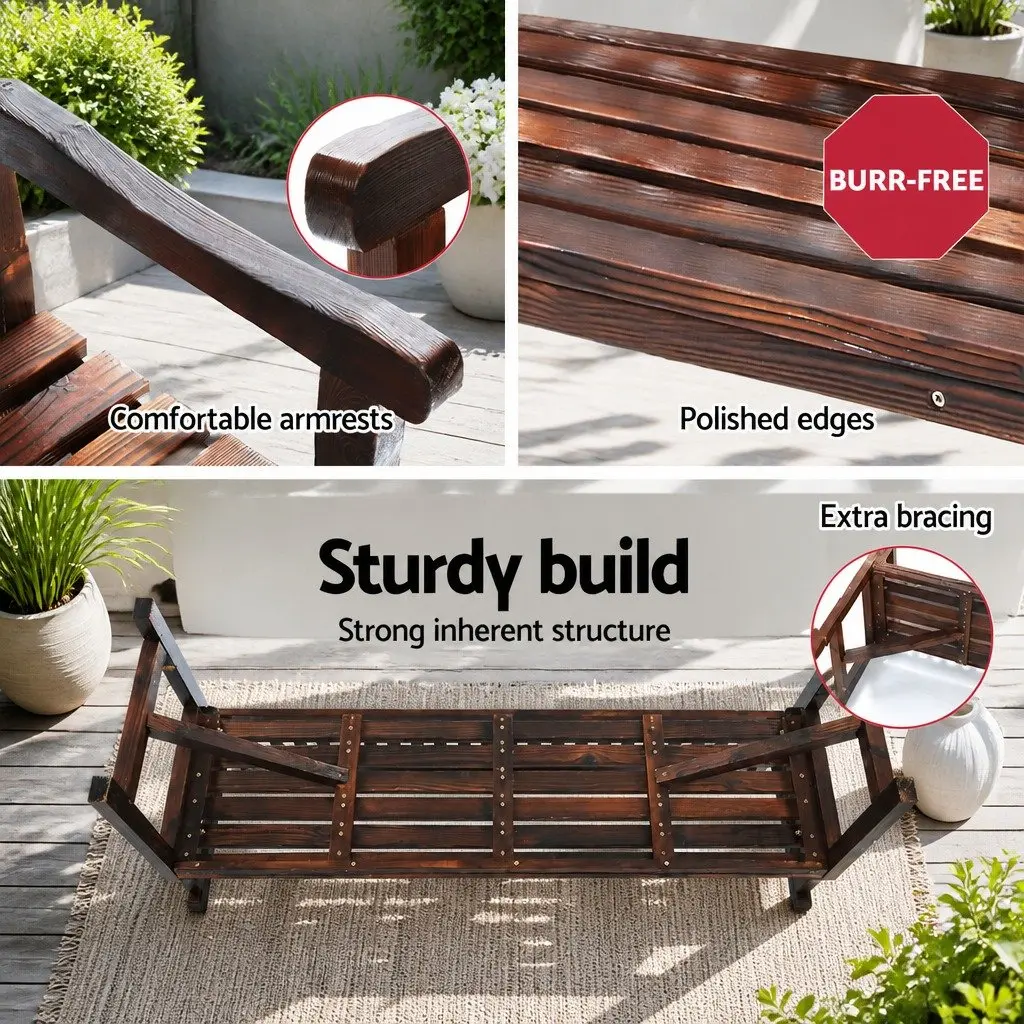Outdoor Garden Bench Charcoal Brown 5FT 3 Seater Rot and Weather Resistant