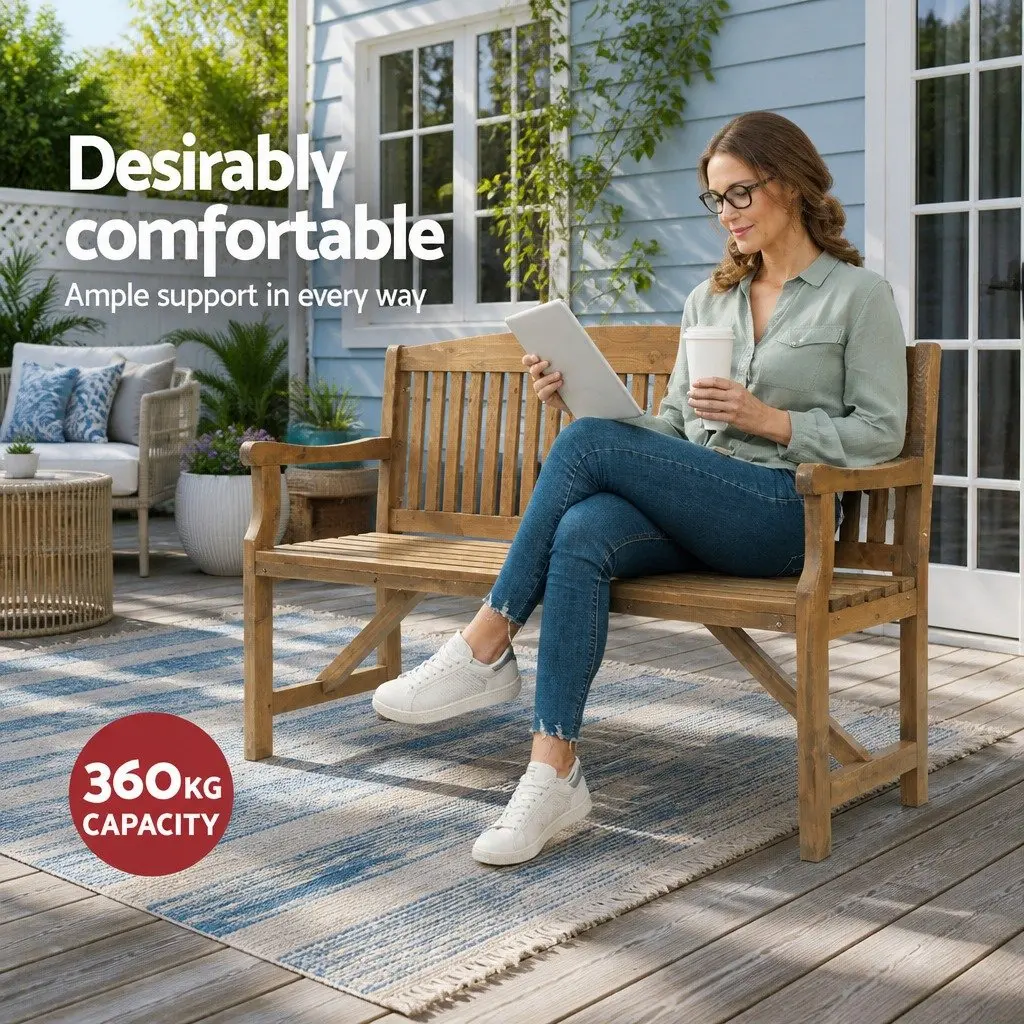5FT Outdoor Garden Bench 3 Seat Patio Furniture Chair Natural Wooden Design