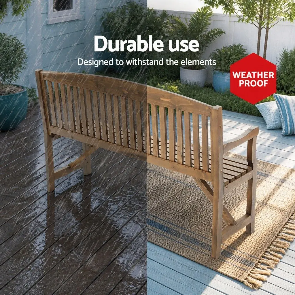 5FT Outdoor Garden Bench 3 Seat Patio Furniture Chair Natural Wooden Design