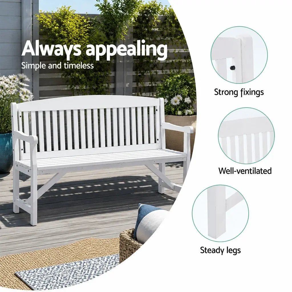 Outdoor Wooden Garden Bench Brown 3 Seater Sturdy Construction