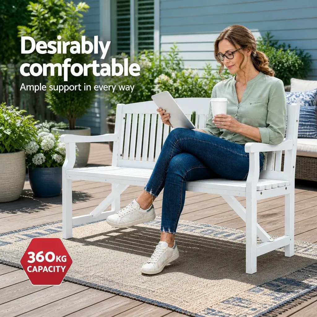 Outdoor Wooden Garden Bench Brown 3 Seater Sturdy Construction