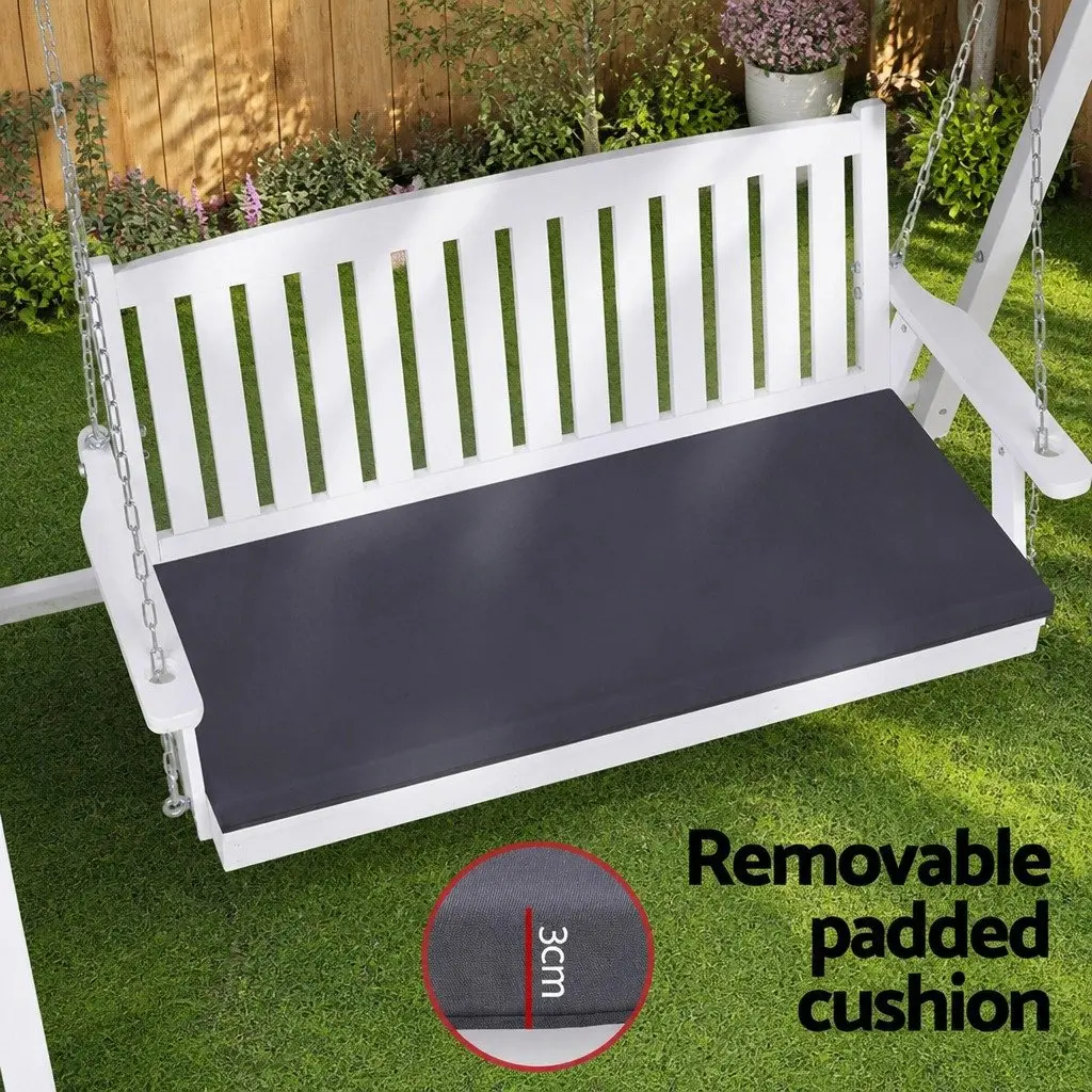 Outdoor Swing Chair White 3 Seater Adjustable Canopy