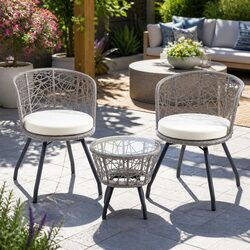 Compact 3PC Rattan Bistro Set, Perfect for Outdoor Areas