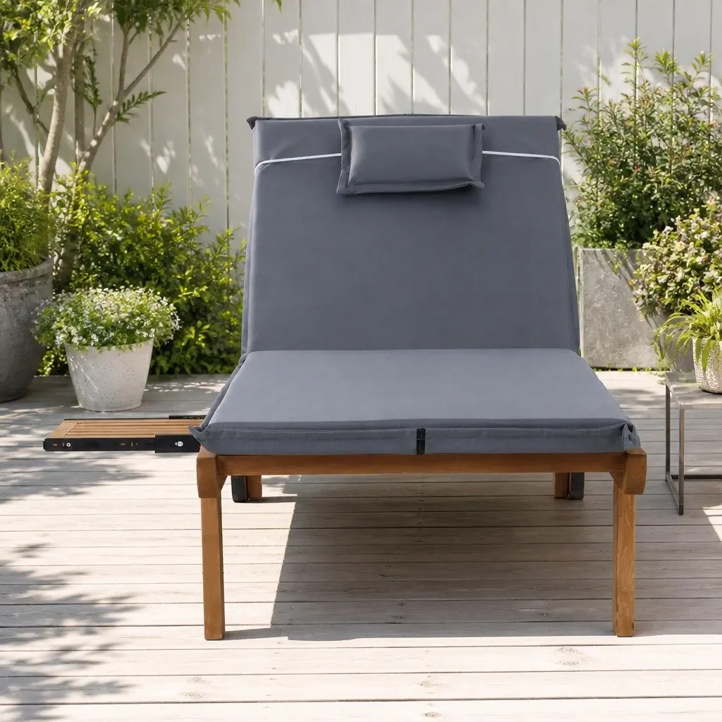 Wooden Lounger with Adjustable Backrest