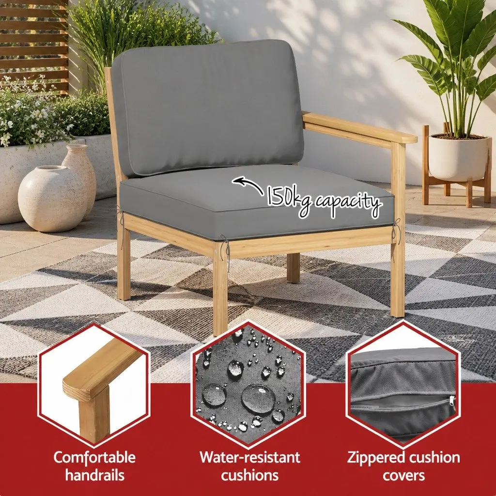 5-Seater Outdoor Sofa Set Wooden Lounge Setting 6 Pieces Garden Furniture