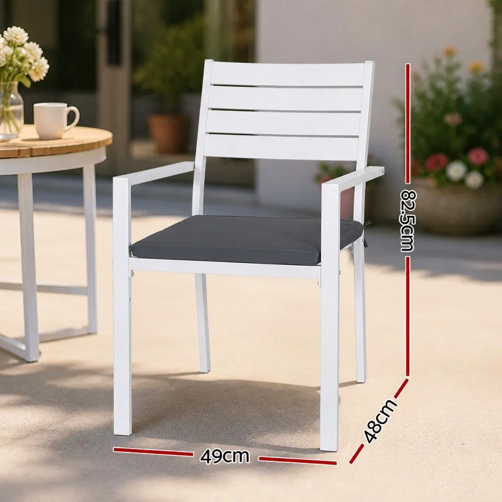 Outdoor Chairs White 4 Piece Stackable Lounge Patio Furniture