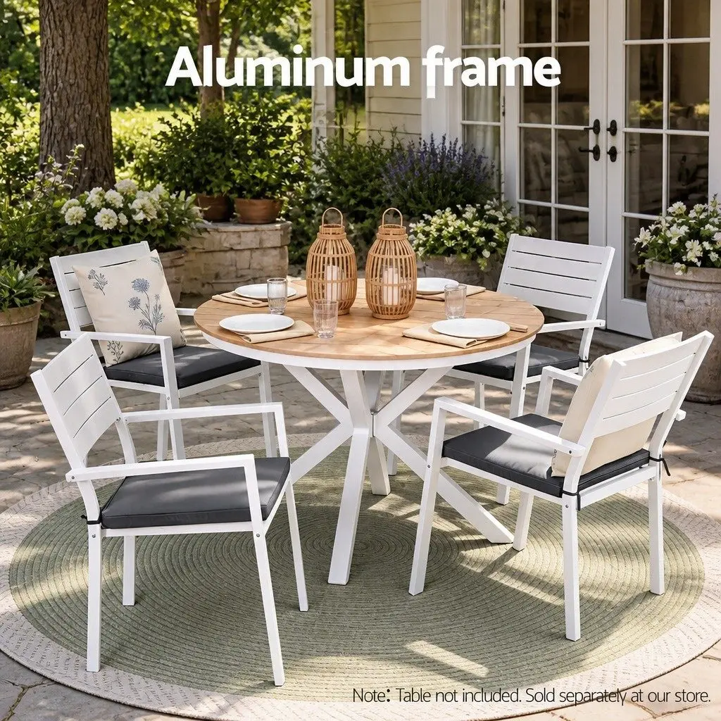 Outdoor Chairs White 4 Piece Stackable Lounge Patio Furniture