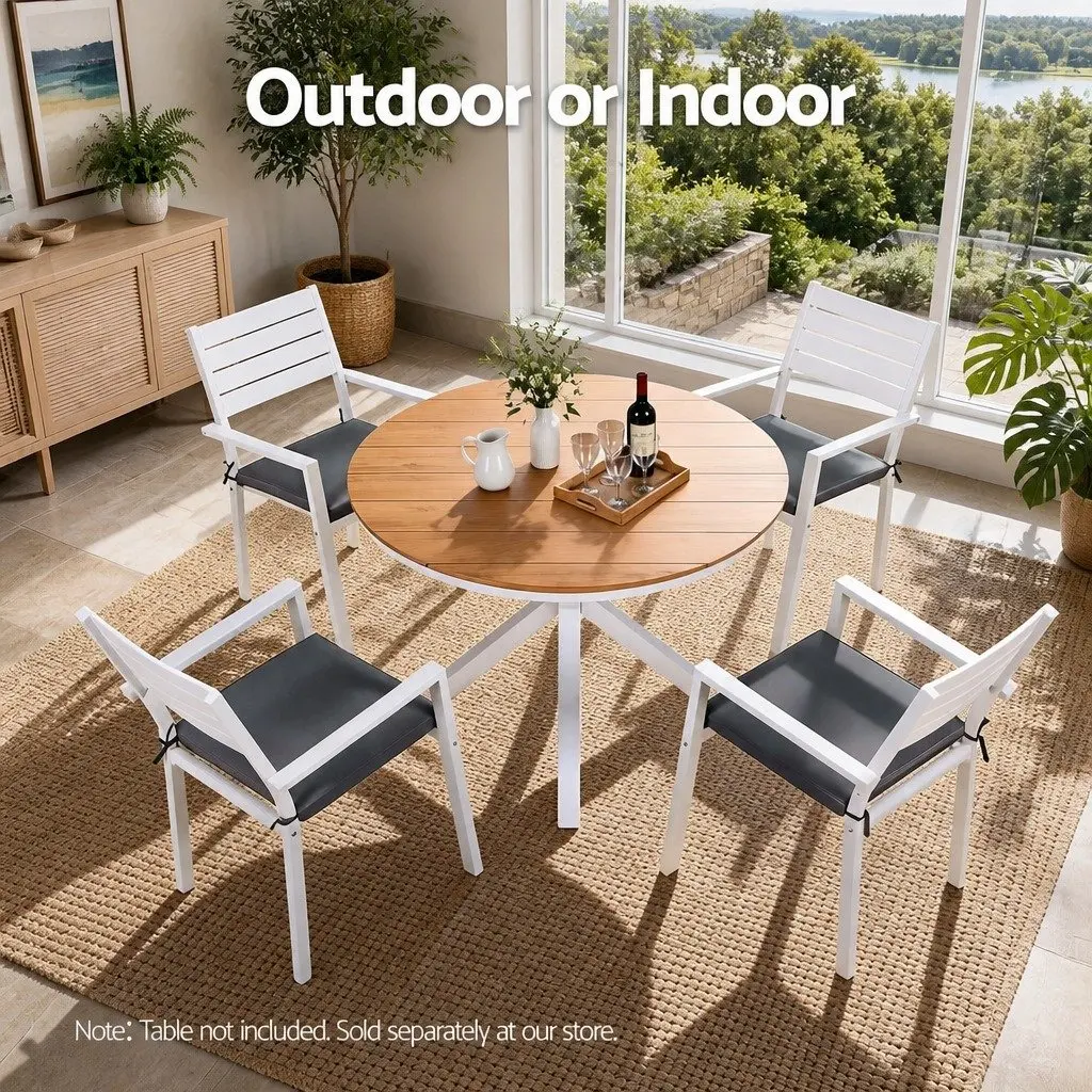 Outdoor Chairs White 4 Piece Stackable Lounge Patio Furniture