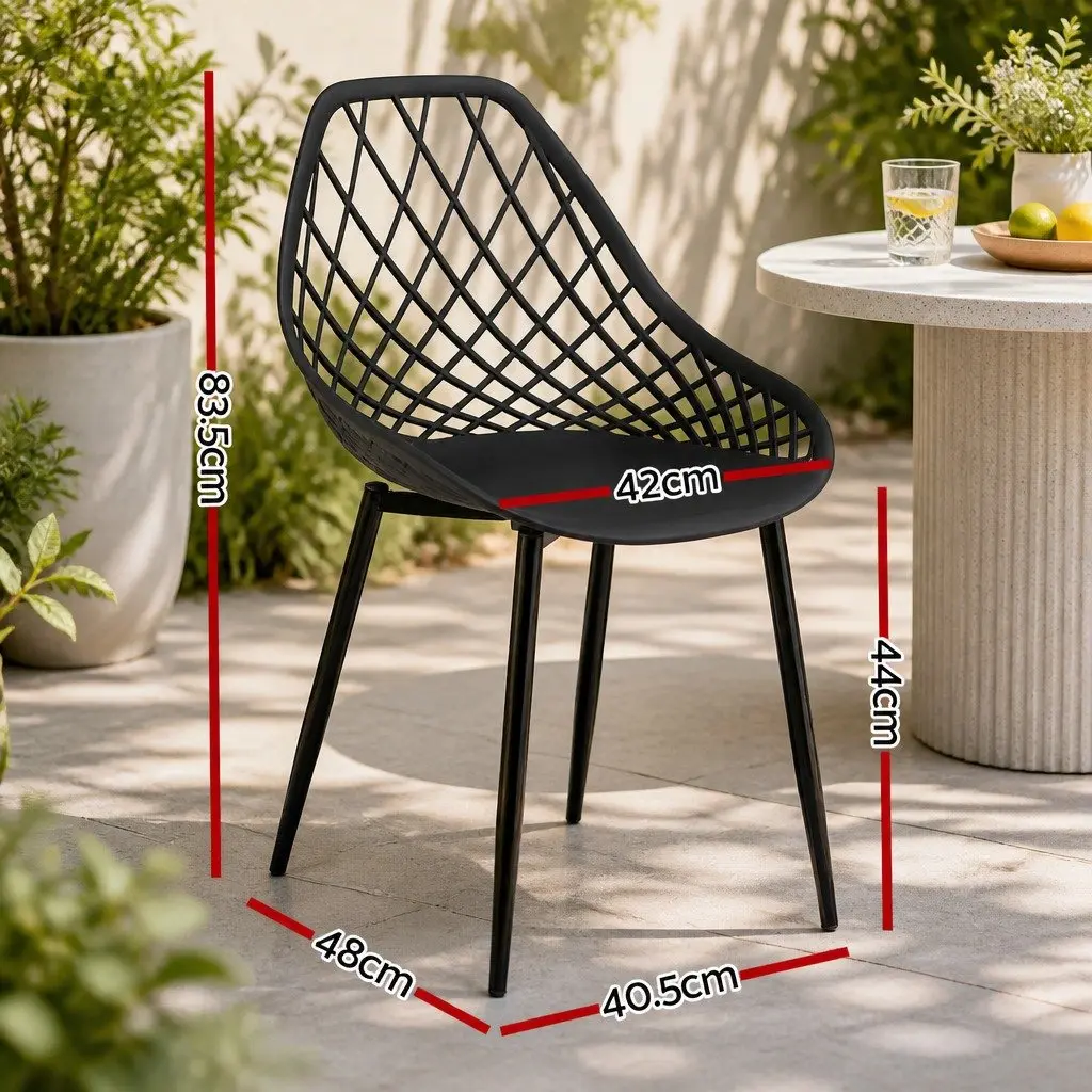 Set of 4 Outdoor Dining Chairs Black