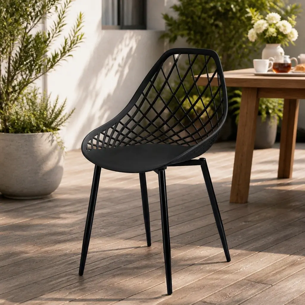 Set of 4 Outdoor Dining Chairs Black