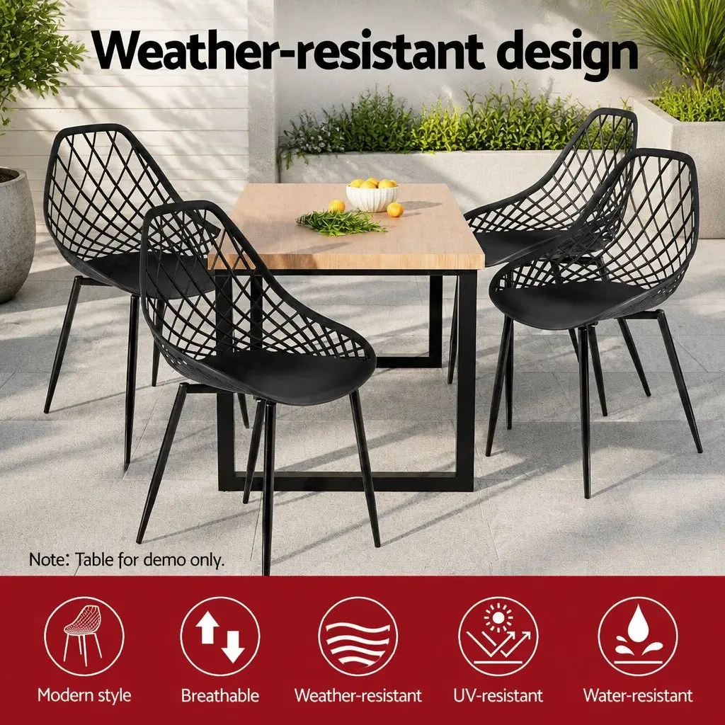 Set of 4 Outdoor Dining Chairs Black