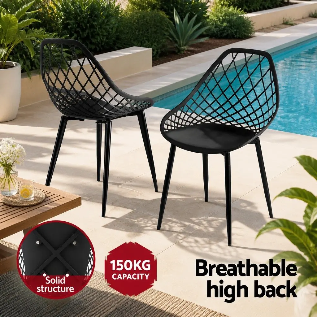 Set of 4 Outdoor Dining Chairs Black