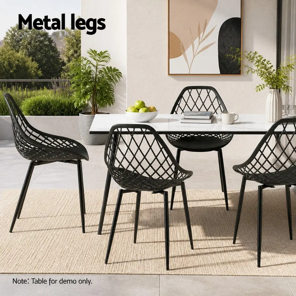 Set of 4 Outdoor Dining Chairs Black