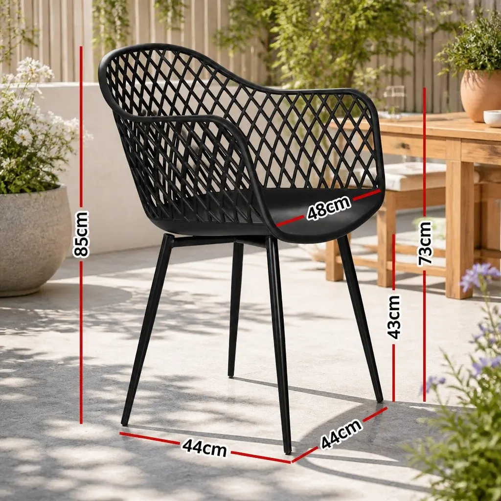 Outdoor Chairs Black 4 Piece Lightweight Water Resistant UV Resistant Curved Armrest