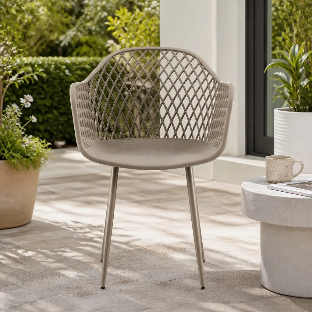 Outdoor Chairs Coffee 4PC Lightweight Water-resistant UV-resistant Curved Backrest