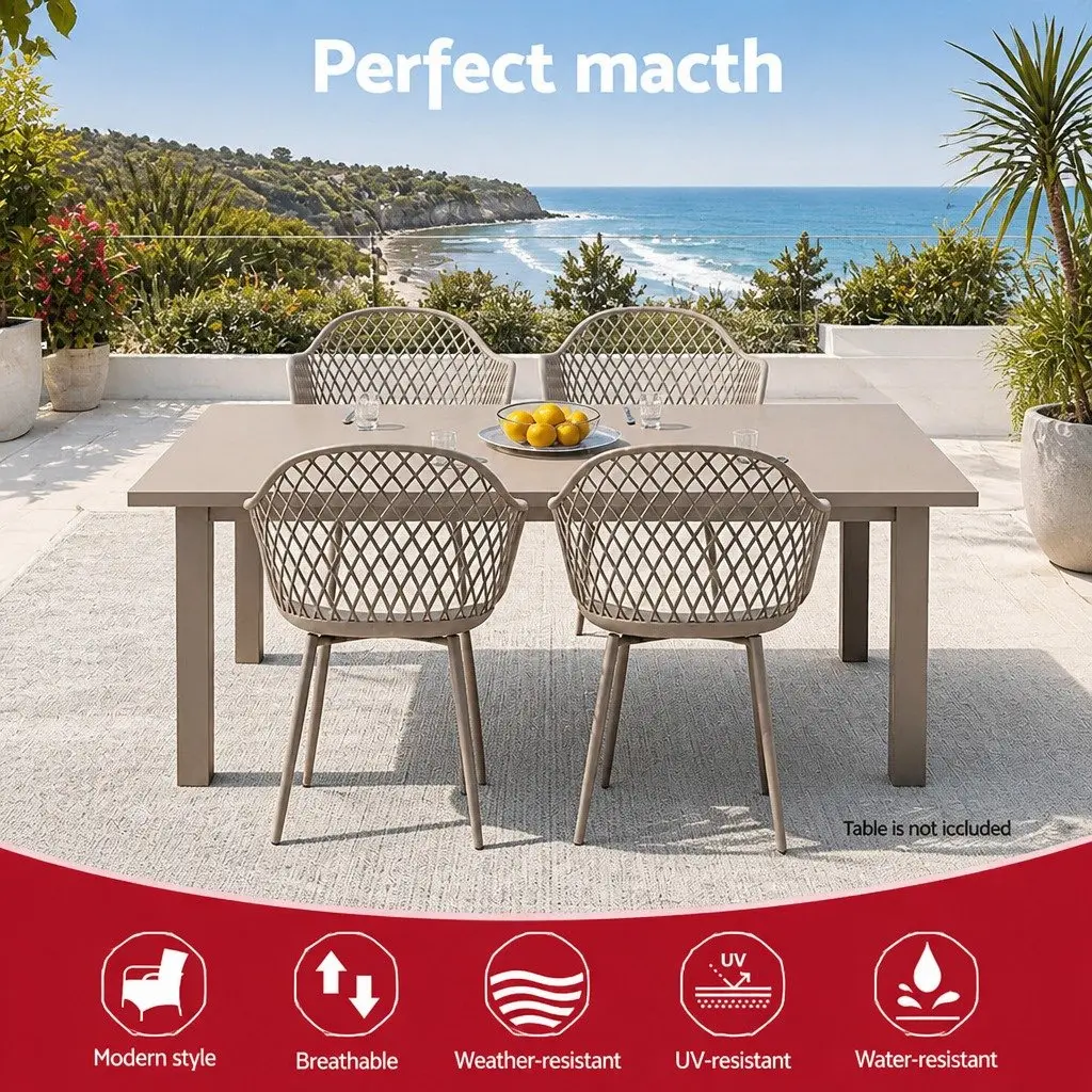 Outdoor Chairs Coffee 4PC Lightweight Water-resistant UV-resistant Curved Backrest