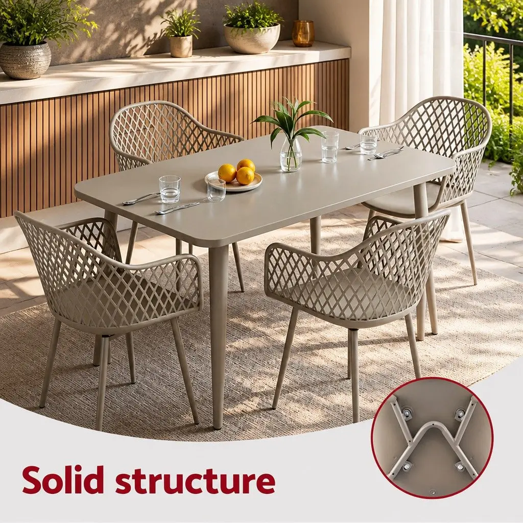 Outdoor Chairs Coffee 4PC Lightweight Water-resistant UV-resistant Curved Backrest