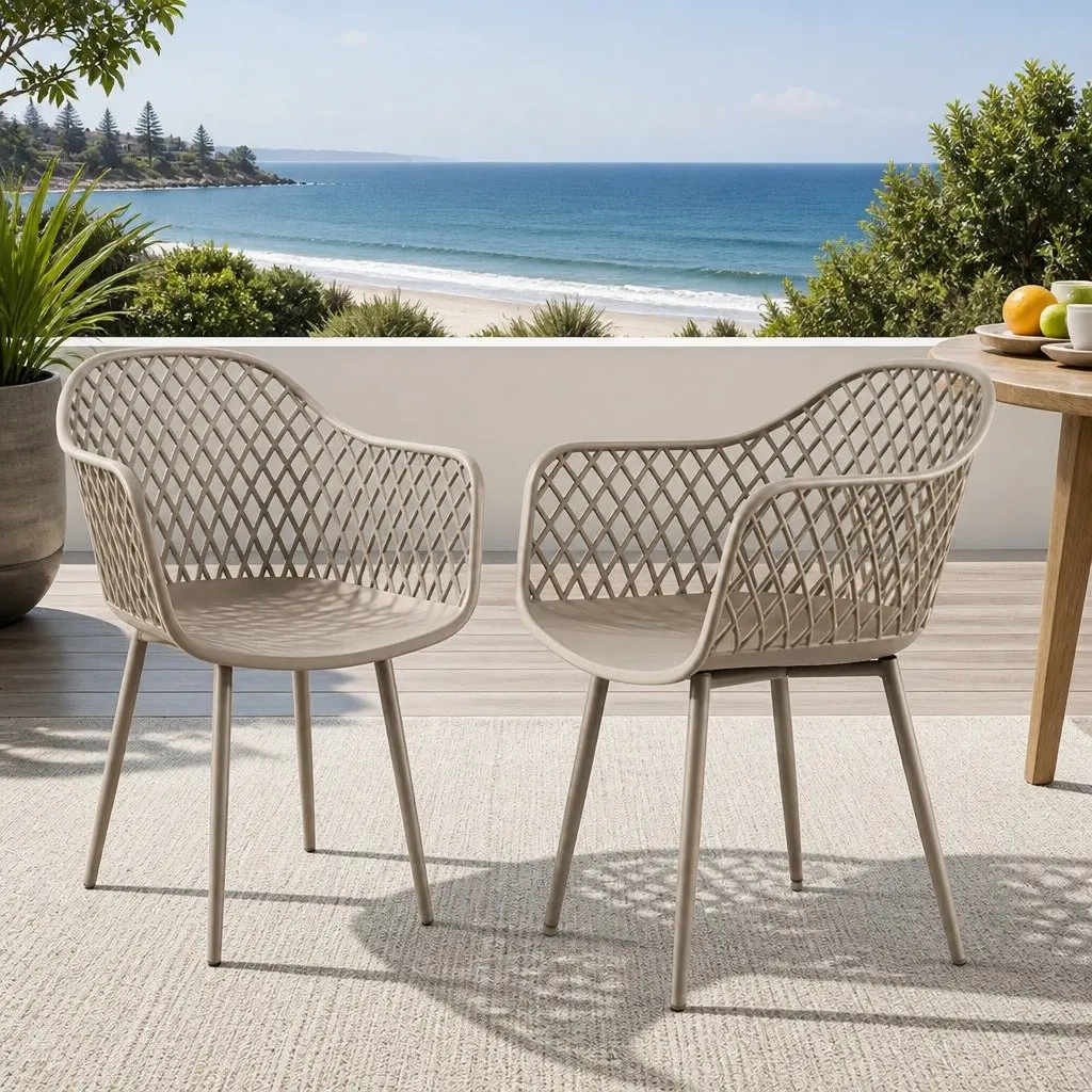 Outdoor Chairs Coffee 4PC Lightweight Water-resistant UV-resistant Curved Backrest