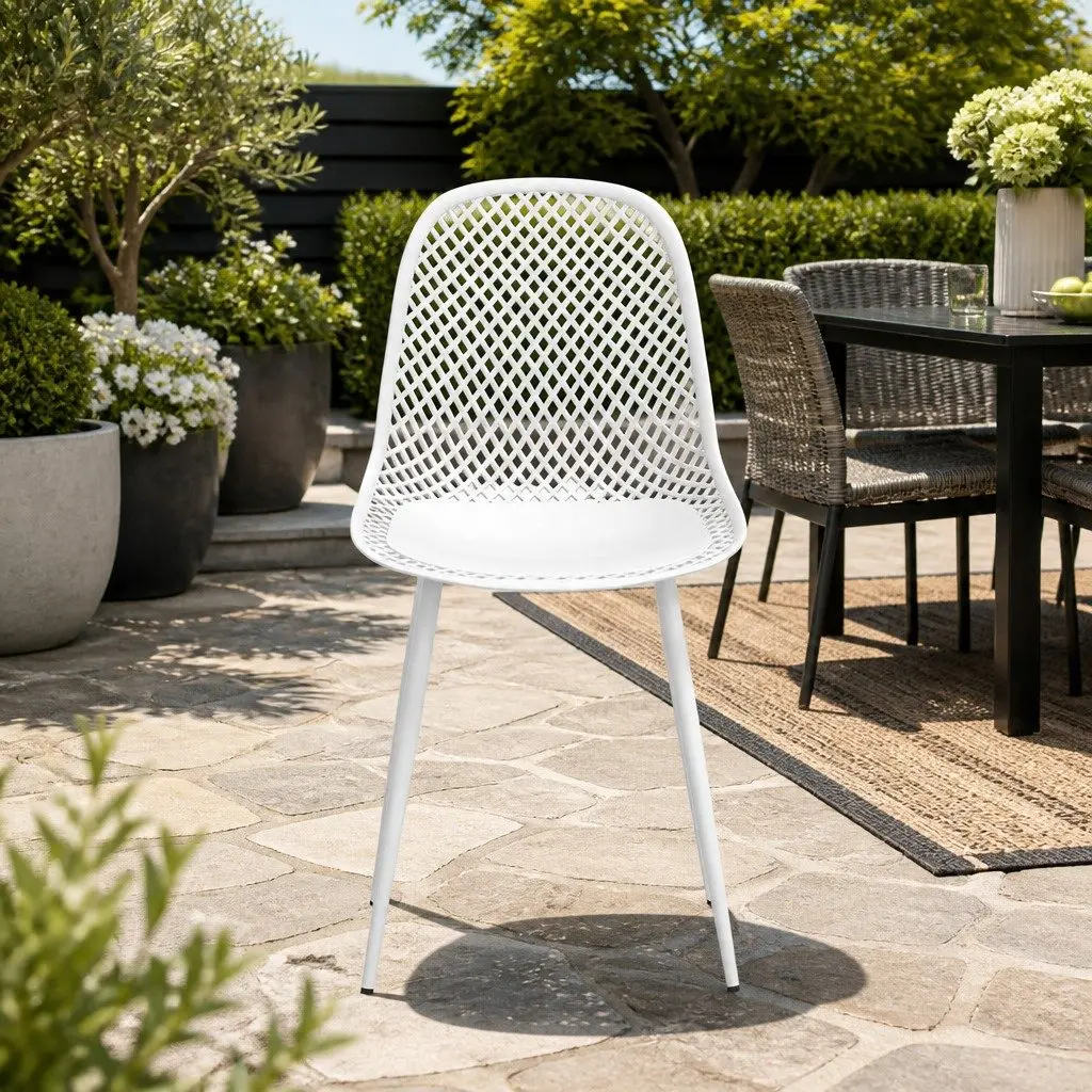 Outdoor Dining Chairs 4PC Set PP Lounge Patio Garden Furniture Yellow
