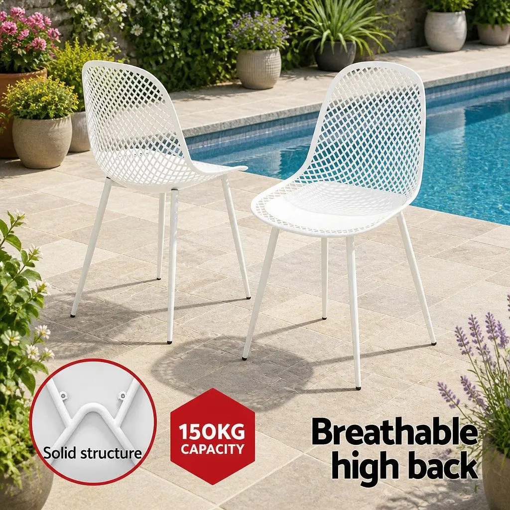 Outdoor Dining Chairs 4PC Set PP Lounge Patio Garden Furniture Yellow