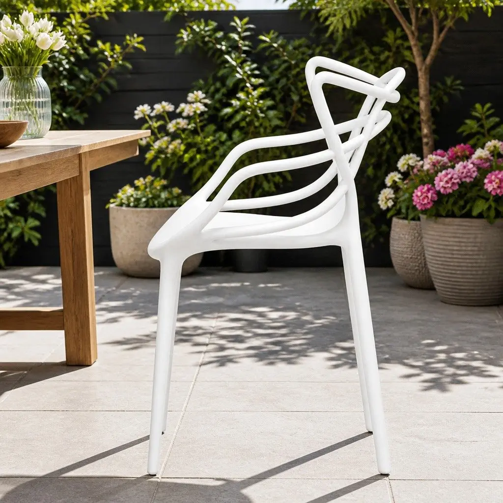 Stackable Outdoor Dining Chairs Set 4PC PP Patio Furniture Lightweight Portable