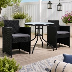 3PC Outdoor Bistro Set with Comfortable Cushions