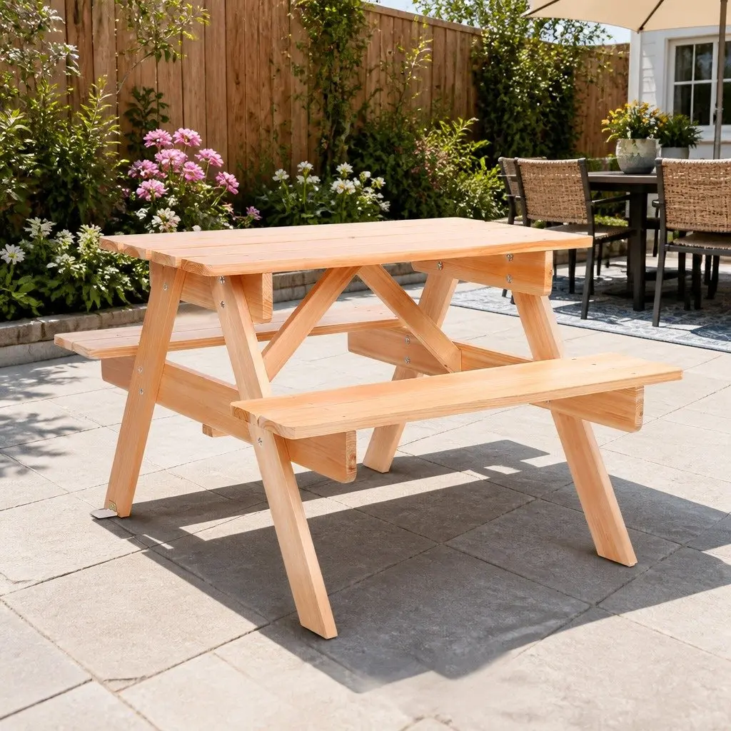 Kids Outdoor Dining Picnic Table and Bench Set