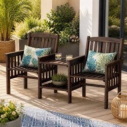 Concise Charcoal 2-Seater Garden Bench with Table