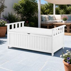 Outdoor Storage Bench Box Garden Patio Furniture Seat Tool Organizer White