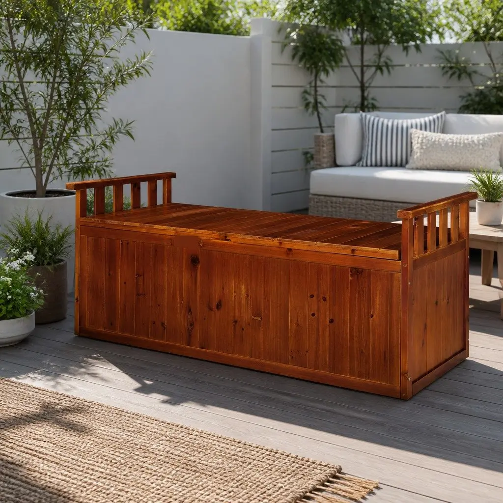 Outdoor Storage Bench Box with Hinged Lid