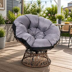 Papasan Chair Outdoor Wicker Patio Furniture Rotatable Garden Relaxation Seat