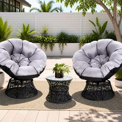 Papasan Chair and Side Table Set with Quality Design