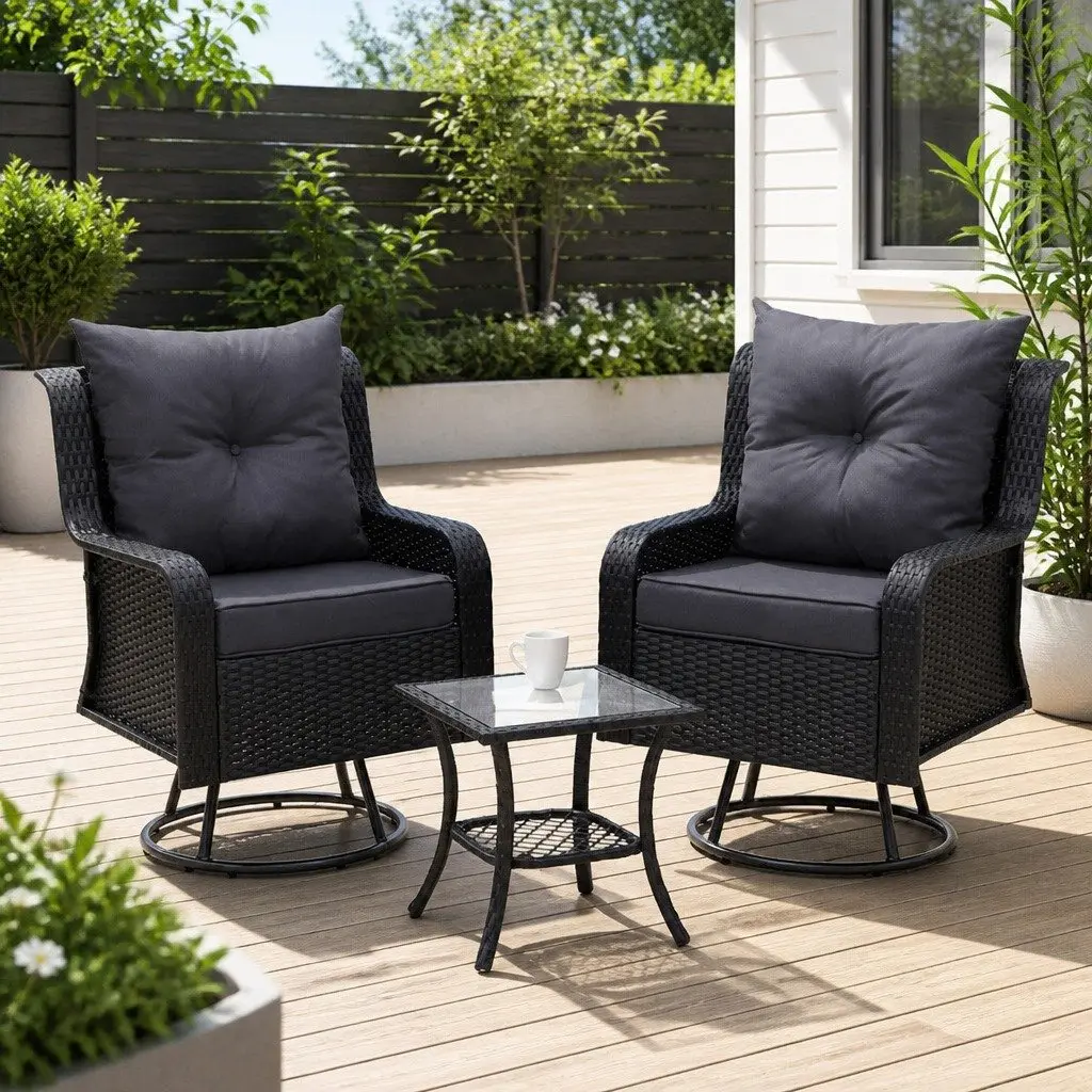 3-Piece Outdoor Swivel Chair Set for Relaxing Moments