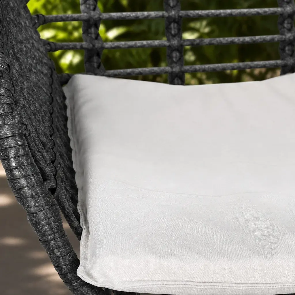 3 Piece Outdoor Lounge Setting Grey Cushions Sturdy Steel Frame PE Wicker Coffee Table