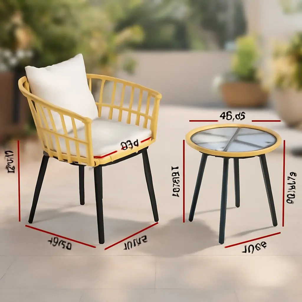 3PC Outdoor Bistro Set Natural PE Wicker Lounge Chairs and Coffee Table