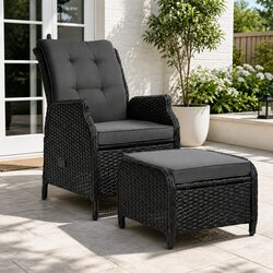 Wicker Recliner Chair with Adjustable Features