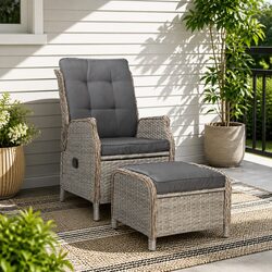 Wicker Recliner and Ottoman Set: Lounge in Style and Comfort