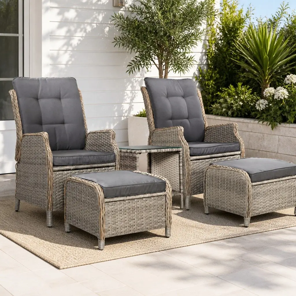 Outdoor Wicker Recliner Set