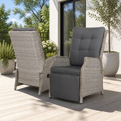 Stylish Wicker Recliner Lounge Chair Set