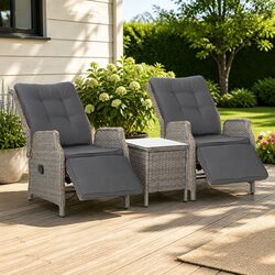 Compact and Functional 3 Piece Outdoor Recliner Set