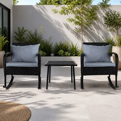 Compact 3-Piece Rocking Chair Set for Relaxation